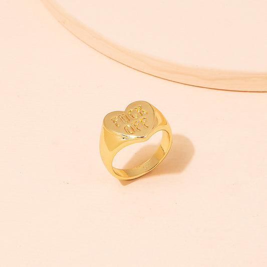Online Influencer Letters Love Heart-shaped Ring