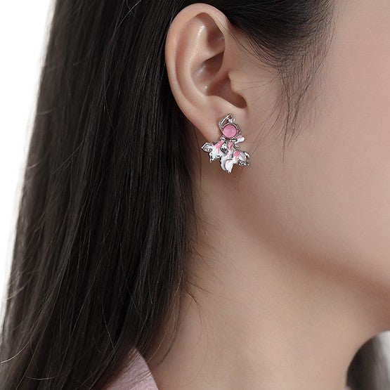 Boucles d'oreilles poisson rouge plissées de haute qualité