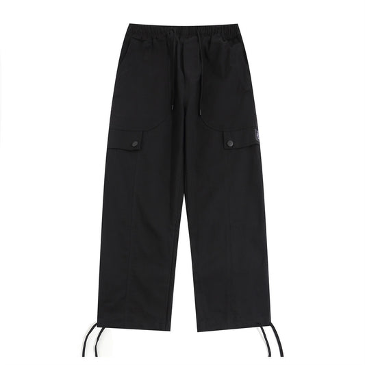 Men's American-style Multi-pocket Solid Color Straight-leg Trousers