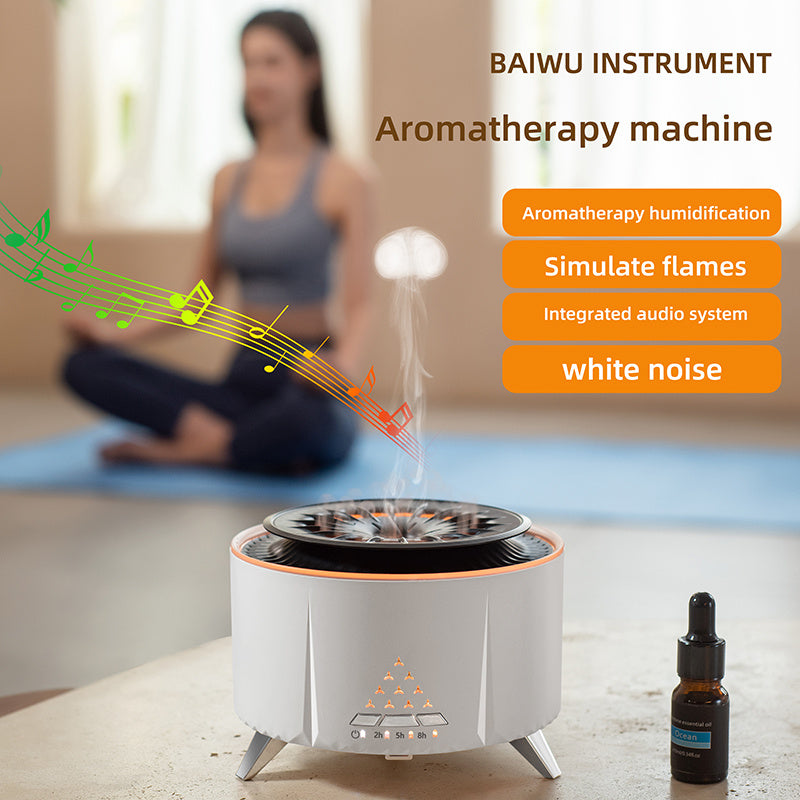 Diffuseur d'humidificateur de volcan télécommandé, vente en gros, diffuseur de flamme de feu avec lumières, nouvel arrivage