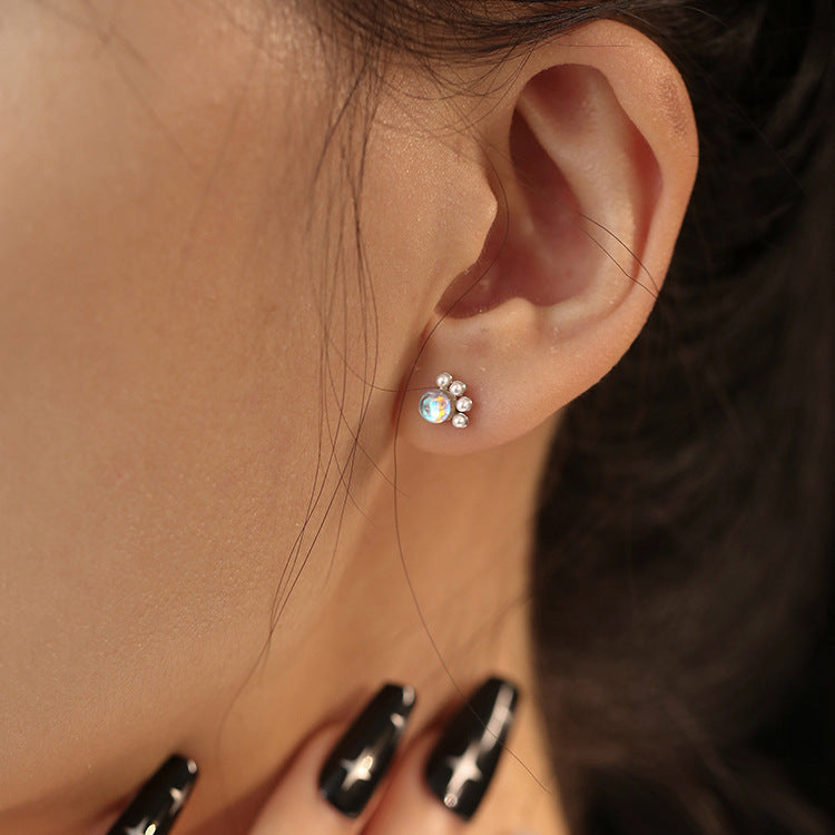 Colorful Cat's Paw Stud Earrings Female Cartoon