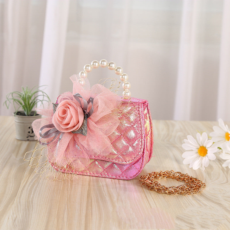Sac diagonal portable en perles tricotées à fleurs
