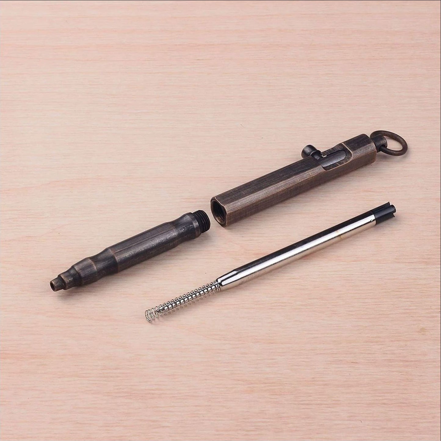 Stylo de mitrailleuse en laiton Vintage, stylo tactique en cuivre pur