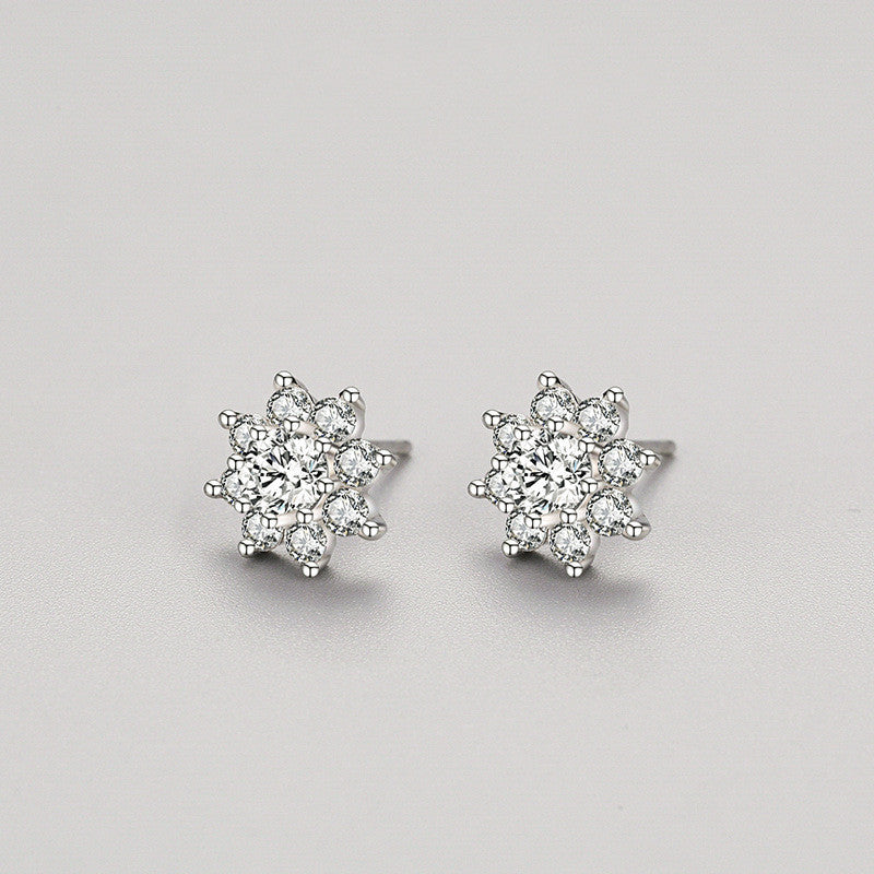 Boucles d'oreilles à tige en forme de fleur en argent sterling S925 pour femmes