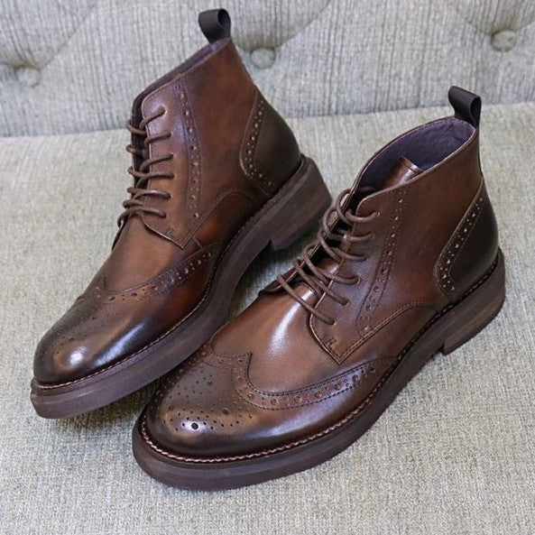 Bottes en cuir à plateforme décontractées et à la mode