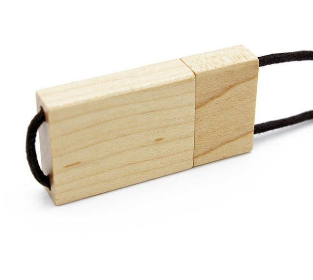 Clé USB en bois avec lanière, cadeau créatif en bois, clé USB