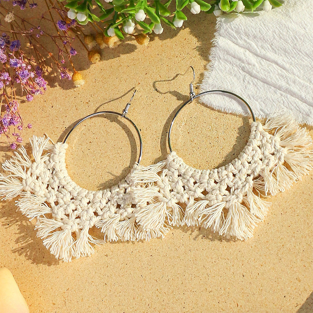 Boucles D'oreilles Gland Tissage Fait Main Style Ethnique Géométrique Creux