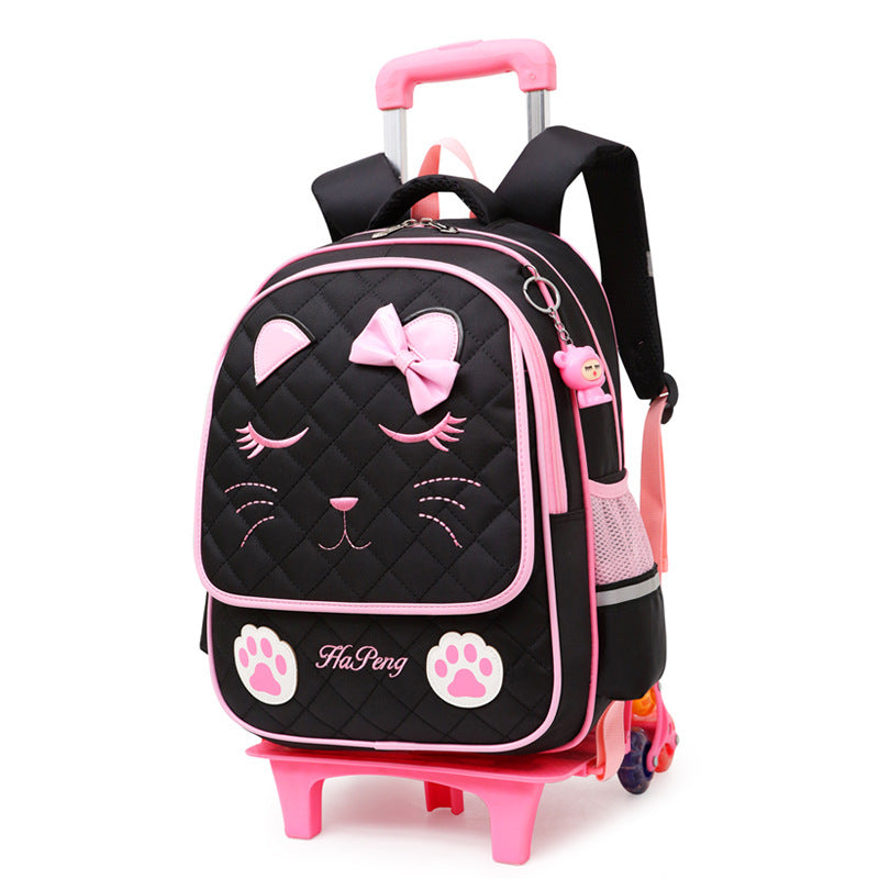 Mochila escolar con carrito de dos y tres ruedas para niños, desmontable