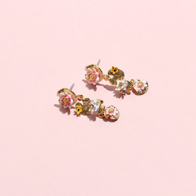 Boucles d'oreilles Feuille de Lotus Nénuphar