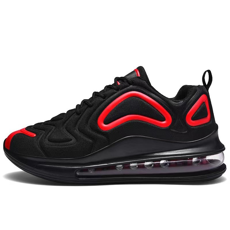 Zapatos informales con cojín de aire para hombre, zapatillas deportivas transpirables con cordones, color negro, para exteriores