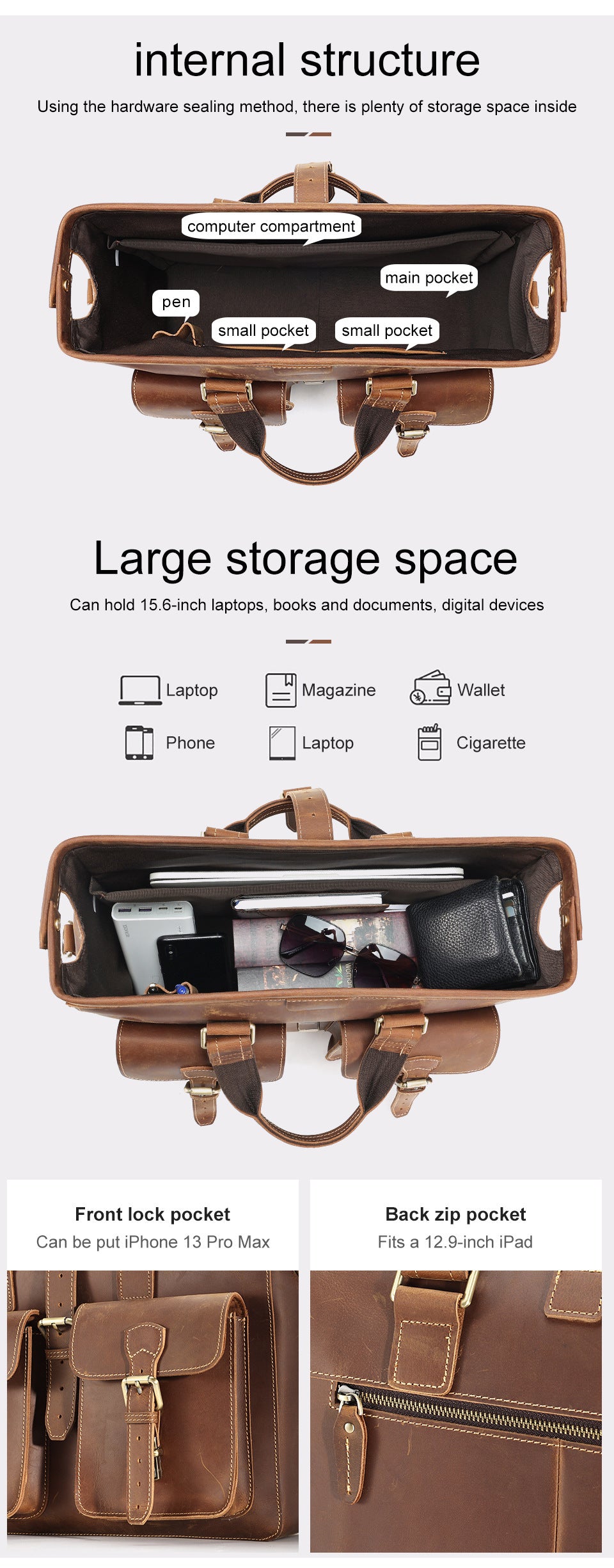 Nouveau sac à main en cuir véritable