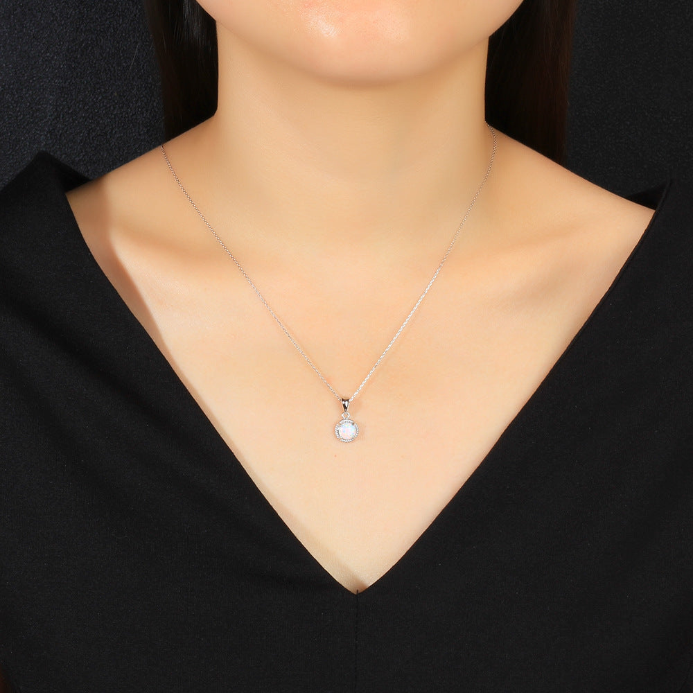 Women's Opal Opal Woven Silver Necklace