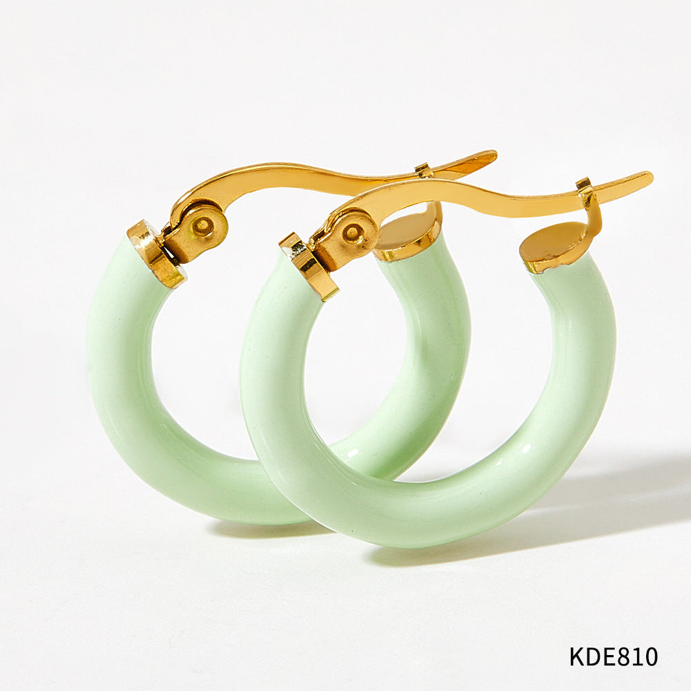 Pendiente Ins Wind Circle Macaron goteando aceite