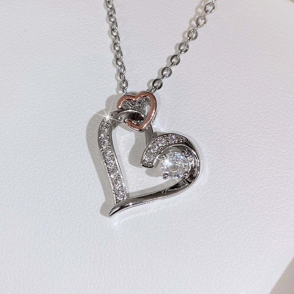 Collier créatif creux en Zircon Herz Doppel
