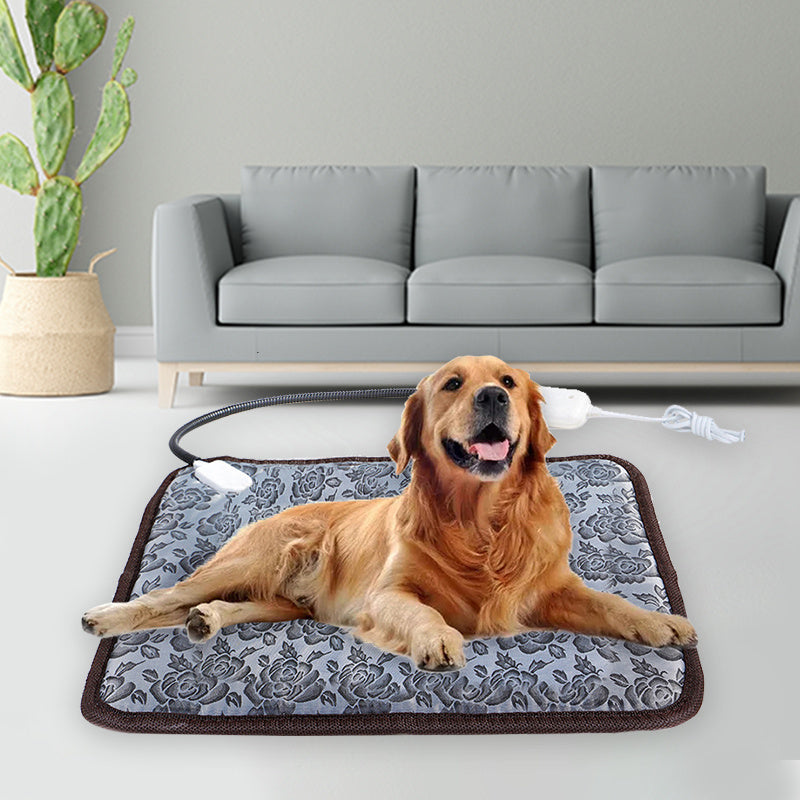 Coussin chauffant pour animaux de compagnie pour chien chat tapis chauffant intérieur électrique étanche chien coussin chauffant avec cordon résistant à la mastication hiver couverture pour animaux de compagnie plus chaud