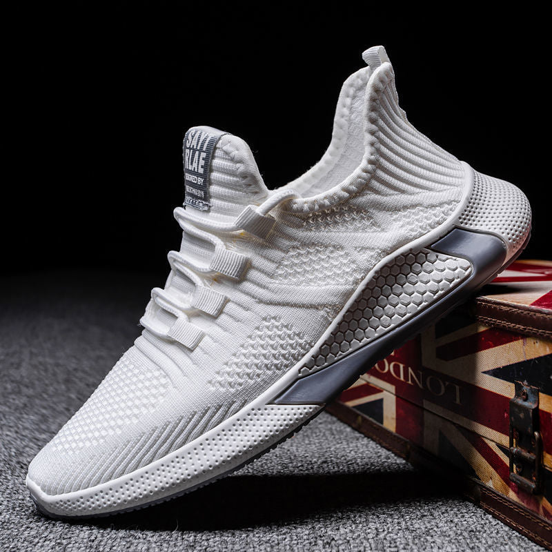 Zapatos informales con cordones para hombre, malla tejida con mosca, transpirables