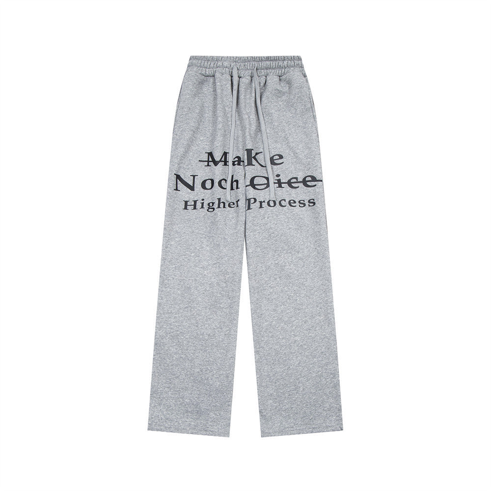 English Letter Floral Print Casual Pants