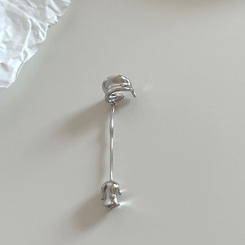 Pendientes de plata de ley S925 con clip de oreja rosa sin orejas perforadas