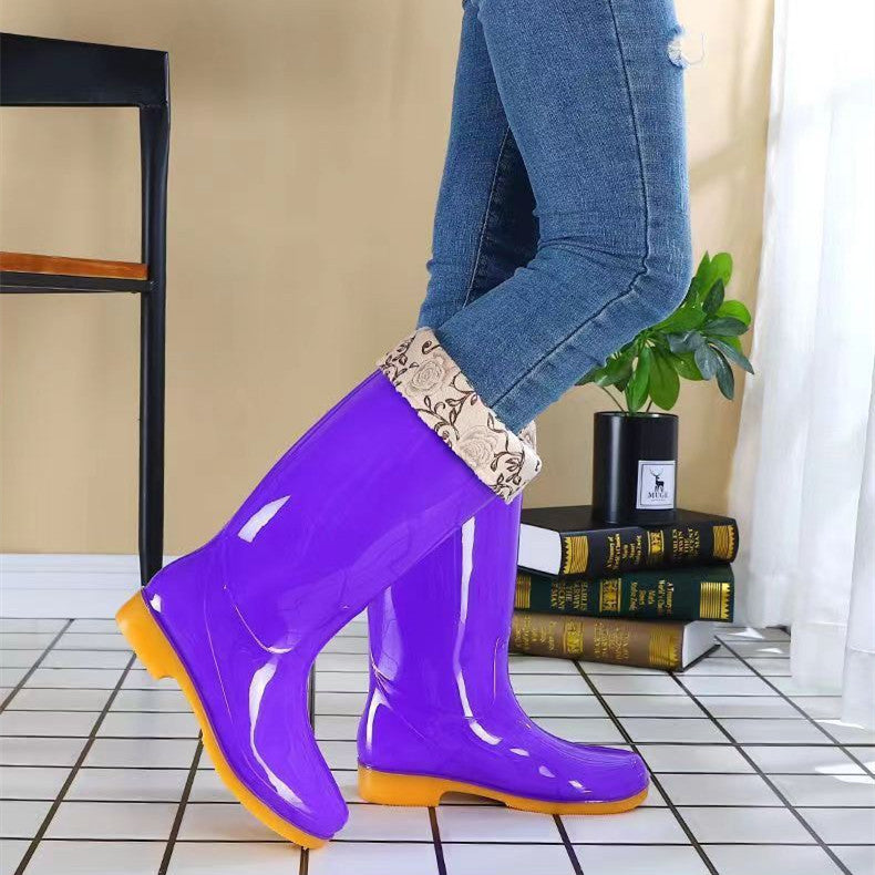 Botas de lluvia acolchadas de algodón y terciopelo antideslizantes a la moda para hombre