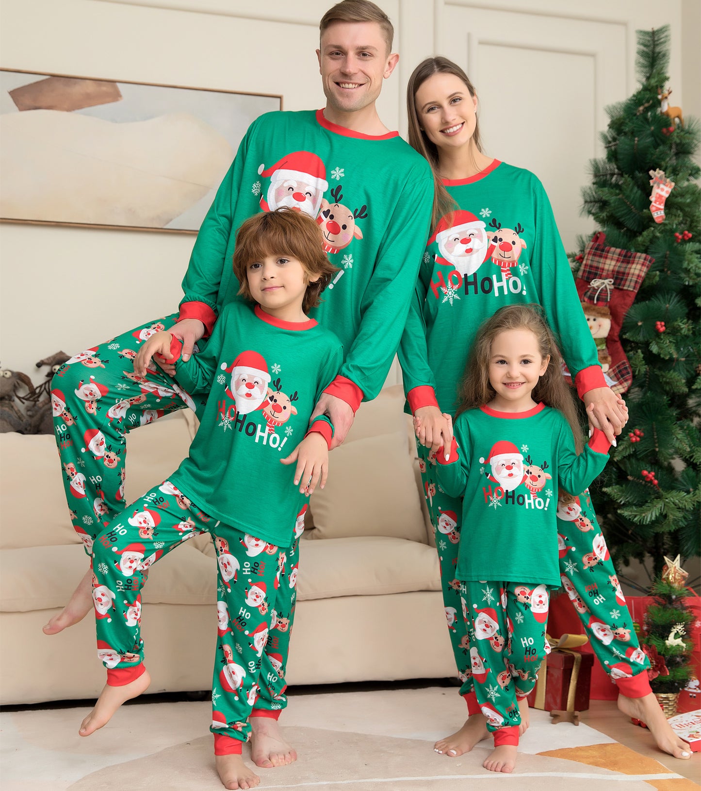 Pyjamas de noël pour la famille, ensembles assortis pour la famille, vêtements de nuit avec haut imprimé du père noël