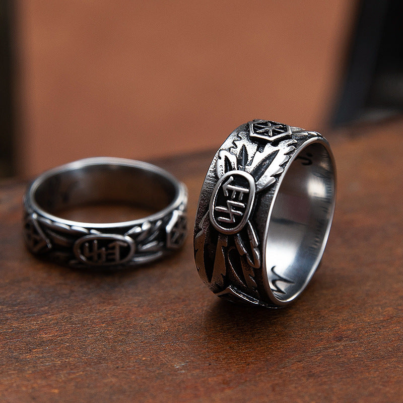 Skull Couple Ring Vintage Old Domineering Men's Cross Stainless Steel Ring