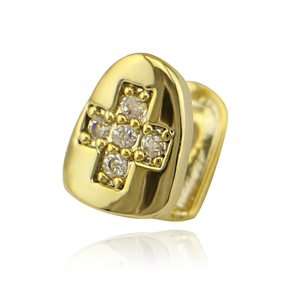 Accessoires de prise de dent Hip Hop en diamant galvanisé simple 18K