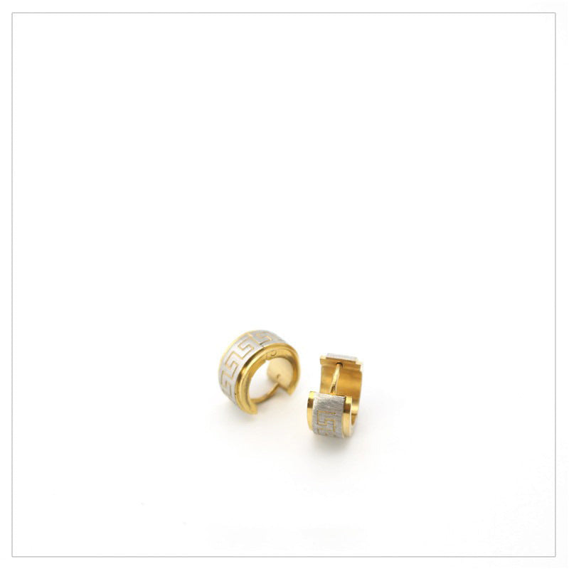 Boucles d'oreilles à motif de grande muraille à visage large, conception simple personnalisée