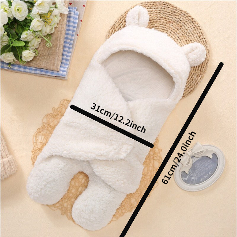 Sac de couchage d'hiver pour bébé, sac de couchage imprimé ours, adapté aux bébés âgés de 0 à 10 mois, tapis de sieste doux avec oreiller amovible