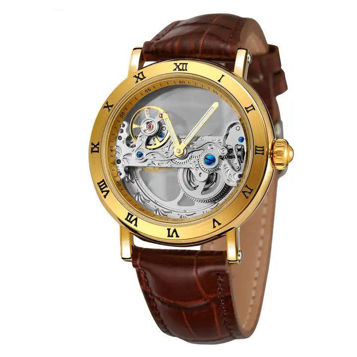 Montre mécanique automatique à mouvement creux double face à la mode