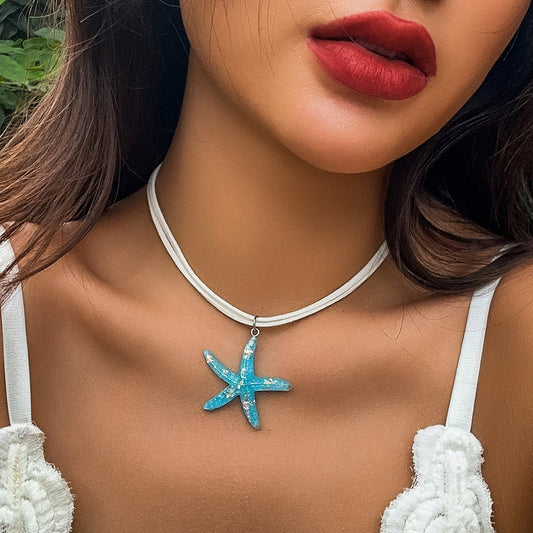 Women's Personalized Alloy Starfish Tassel Necklace