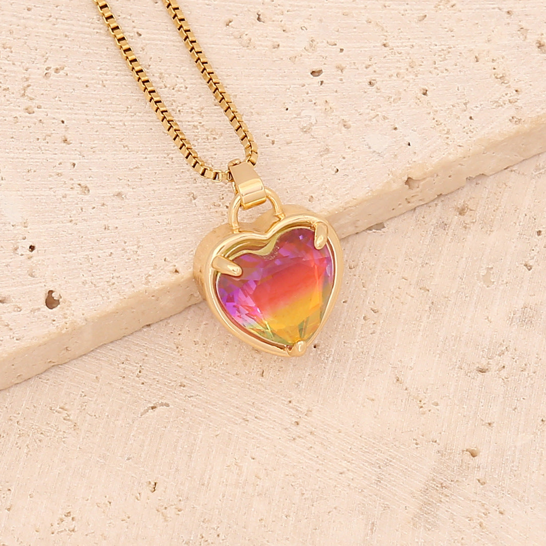 Collar De Corazón Degradado Multicolor De Moda