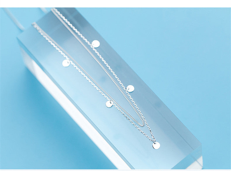 Silver Necklace Women's Elegant Double Layer