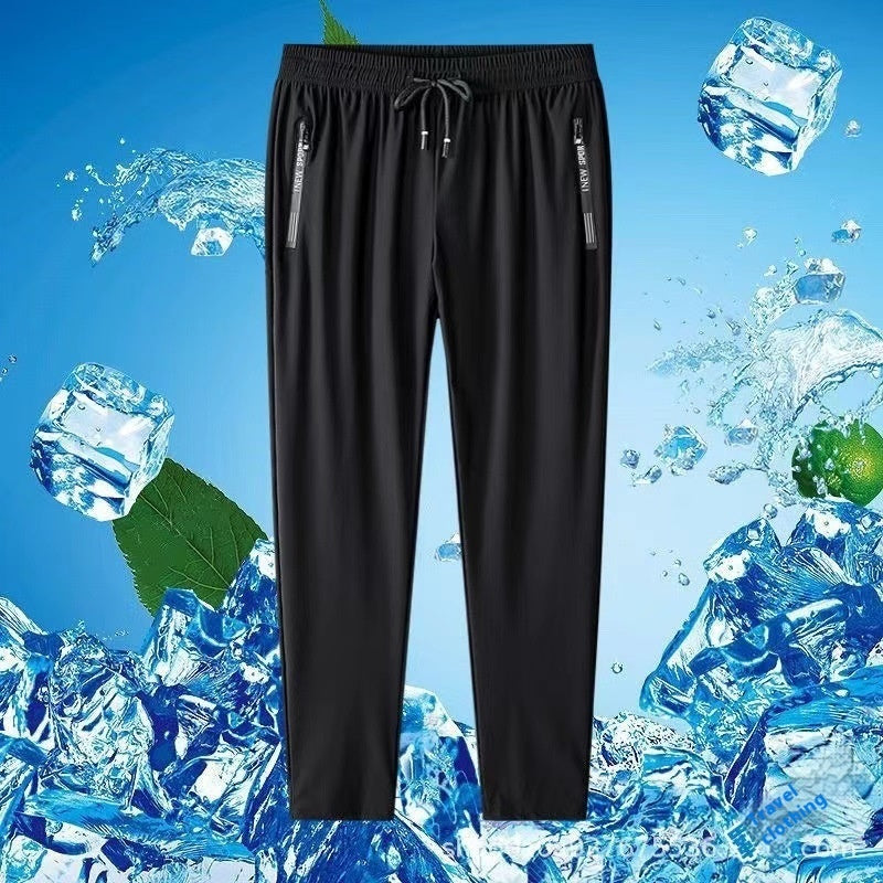 Ice Silk Trousers Men's High Elastic Breathability Leisure Sports Quick-drying