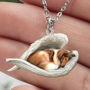 New Unique Dogs And Cats Sleeping Angel Pendant Car Key Ring