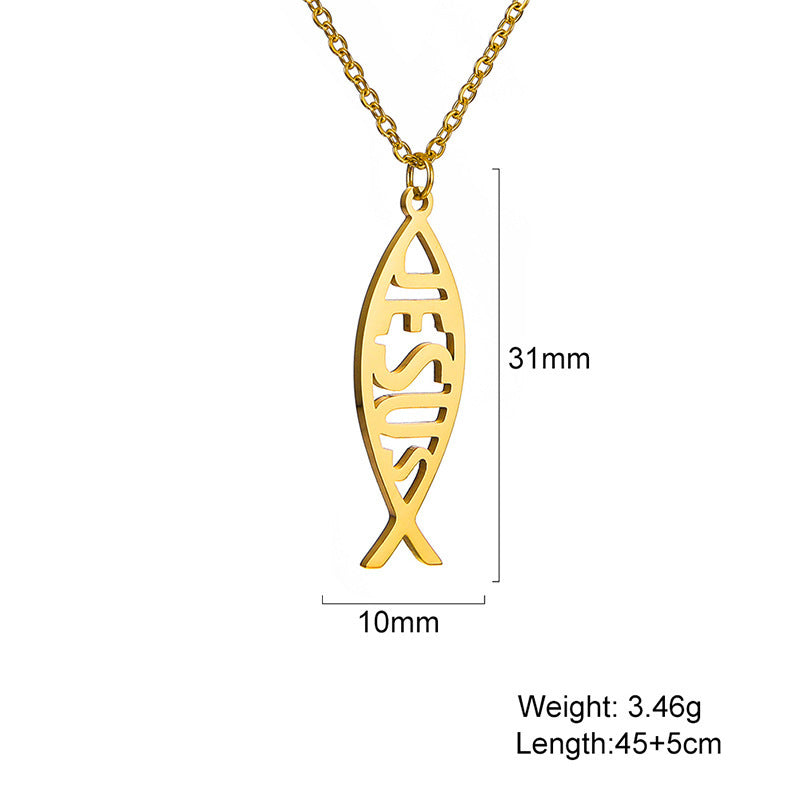 Collier à pampilles simple avec mots d'amour de poisson mignon