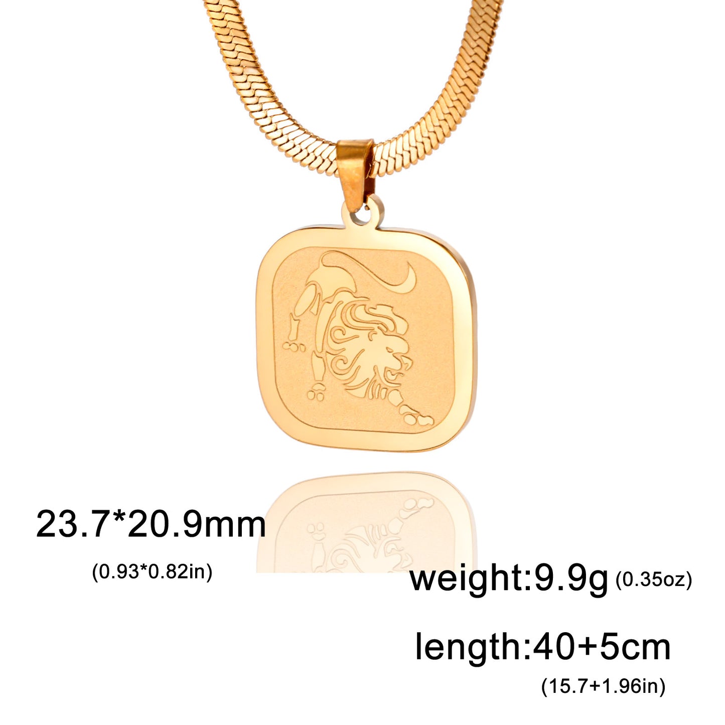 All-match Twelve Constellation Small Square Brand Stainless Steel Necklace