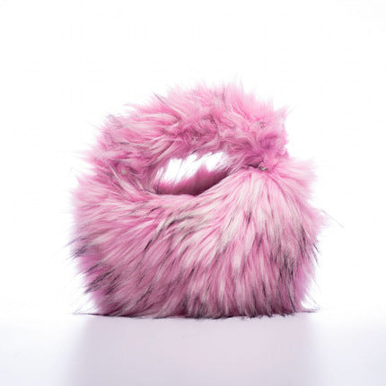 Artificial Raccoon Fur Ball Bag Plush Unique Punk Style Y2g