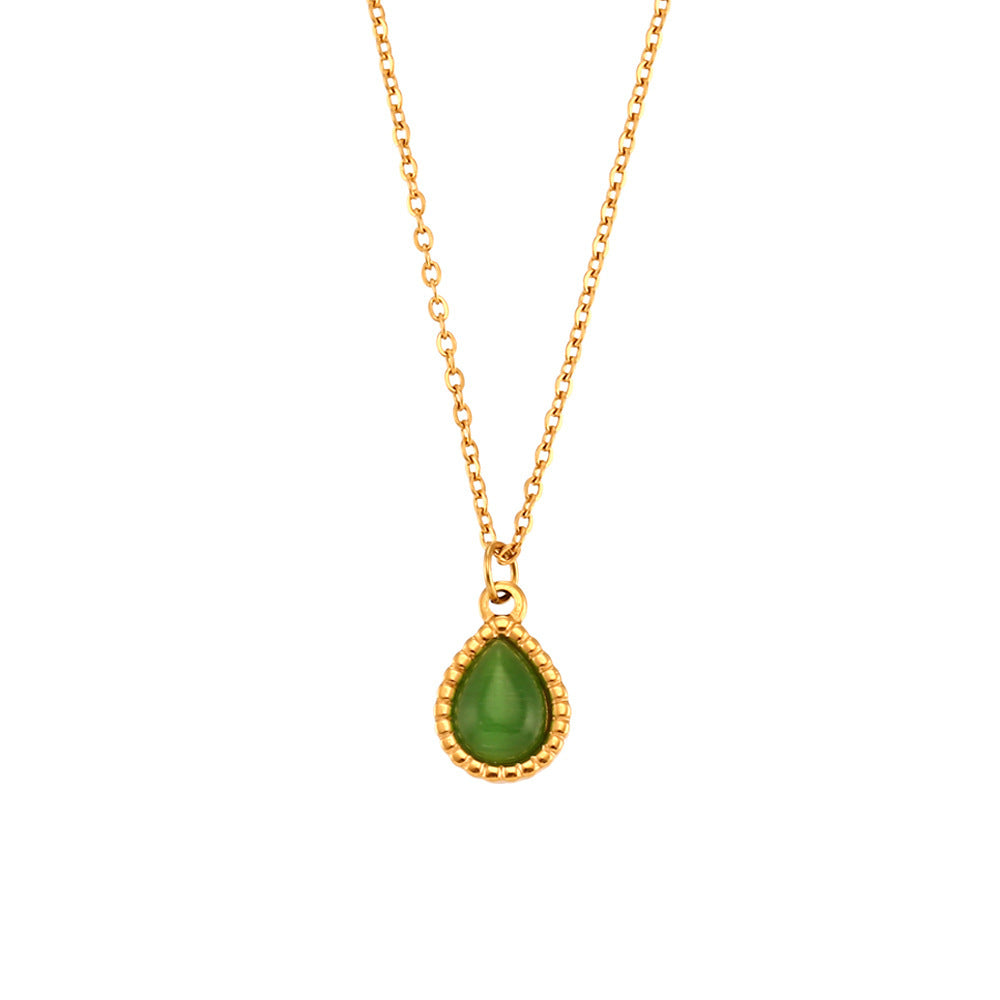 Collier avec pendentif compte-gouttes en acier inoxydable pour femme