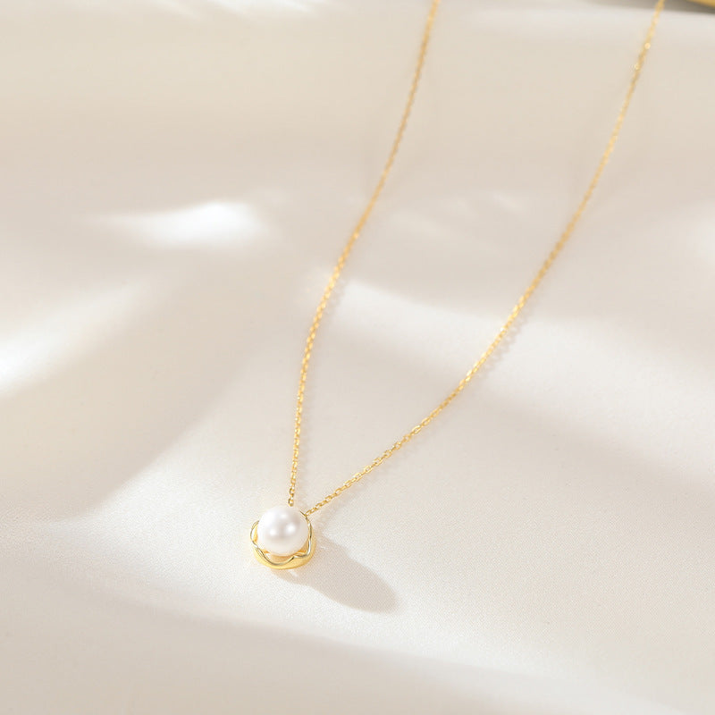 Collier avec pendentif en perles de coquillage en argent sterling pour femmes