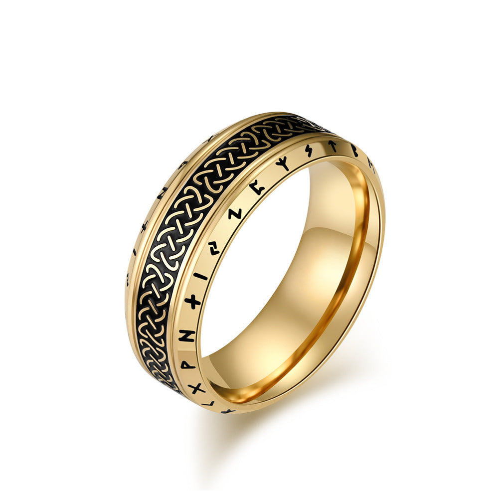 Bague en acier titane texte Viking