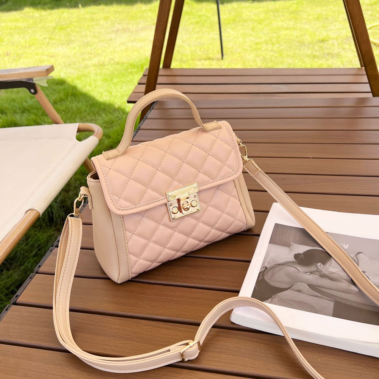 Sac à bandoulière en losange pour femmes, sac à main tendance en PU