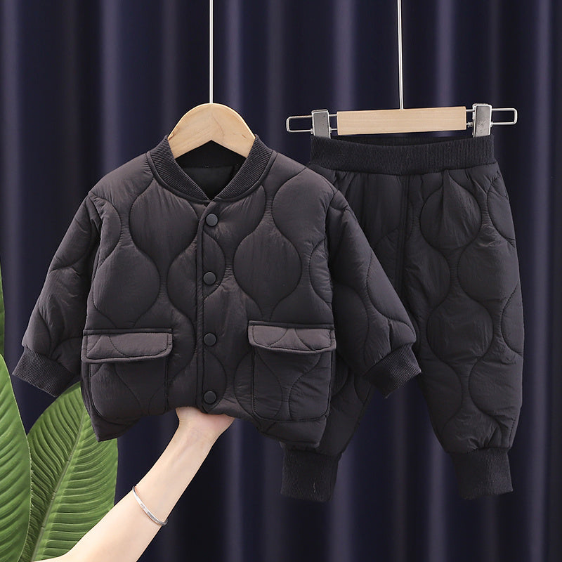 Vêtements en coton pour garçons, ensemble deux pièces chaud pour bébé