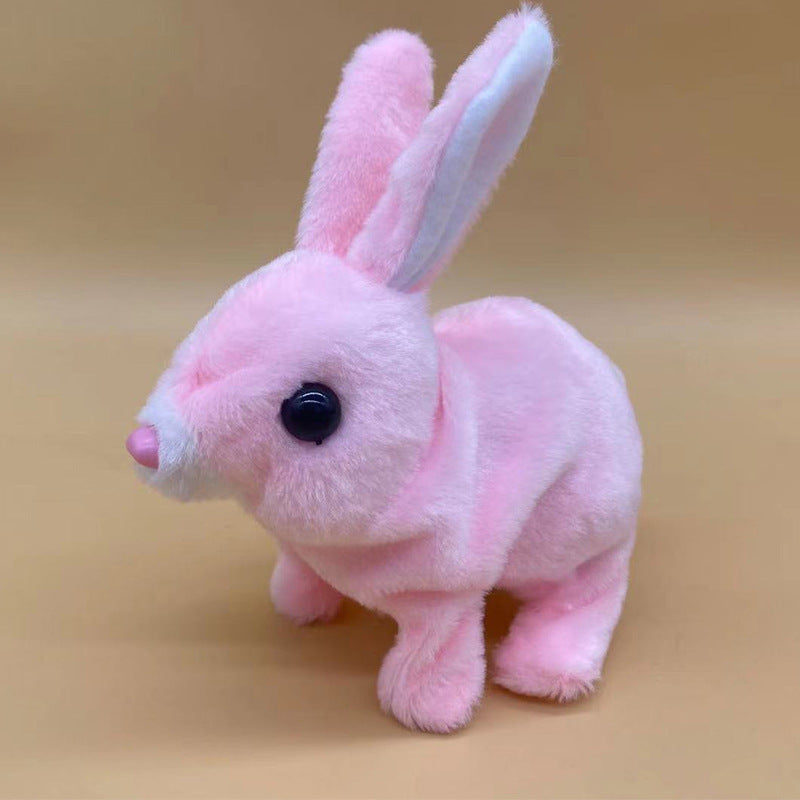 Jouets de lapin blanc électrique en peluche pour animaux de compagnie de simulation