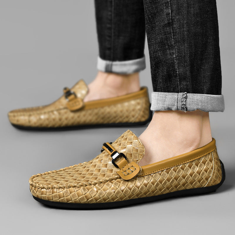 Chaussures en cuir décontractées à enfiler pour l'été, grande taille
