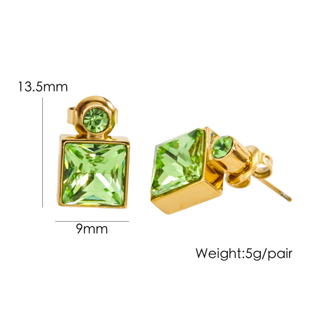 Elegant High Sense Inlaid Zircon Square Women's Ear Studs