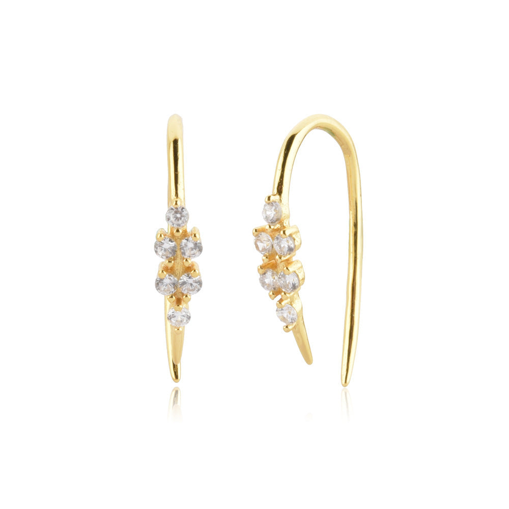 Boucles d'oreilles piercing en argent sterling S925 et zircon, clous d'oreilles