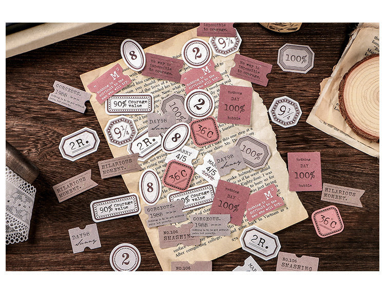 Mini Etiqueta Serie Retro Mano Cuenta DIY Decoración Papel Base 45 Hojas