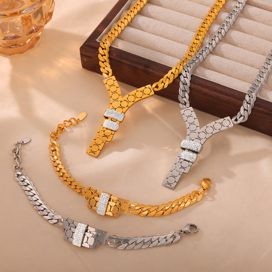 Fashion Trend Y Letter Zircon-inlaid Pendant Necklace For Women