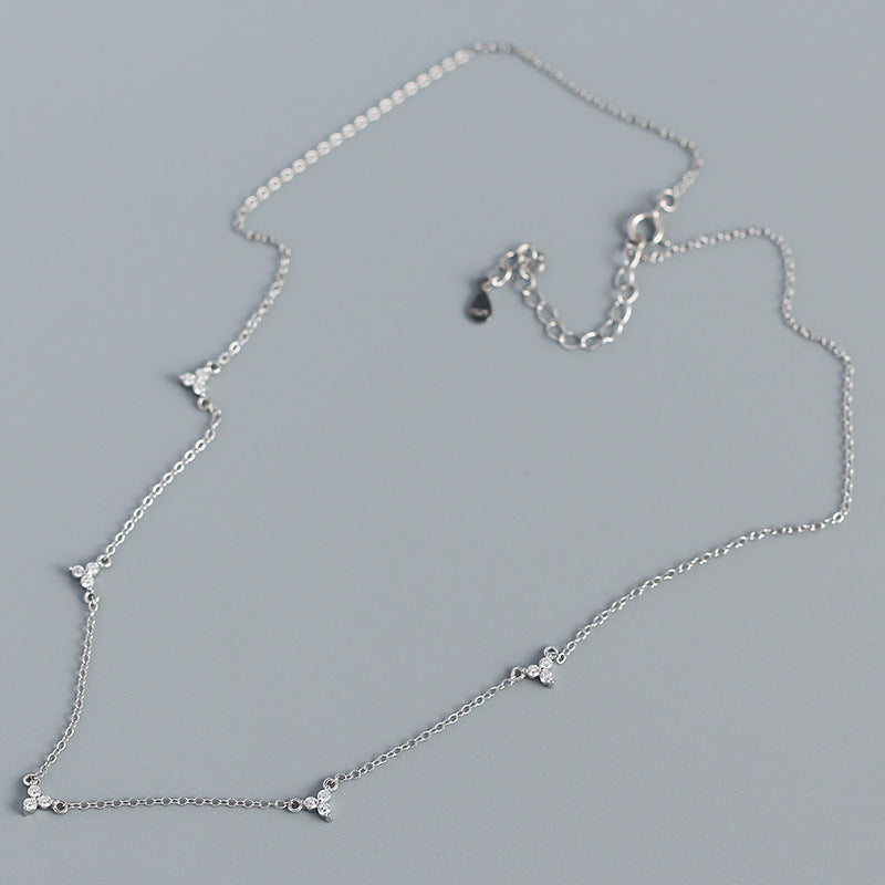 Collier géométrique en argent S925, européen et américain, micro-incrusté de trois zircons, Design