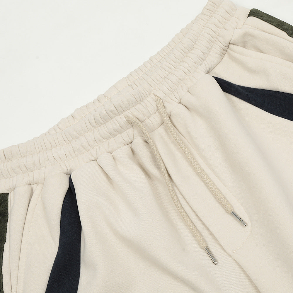 Patchwork Stripes Casual Straight Trousers Male